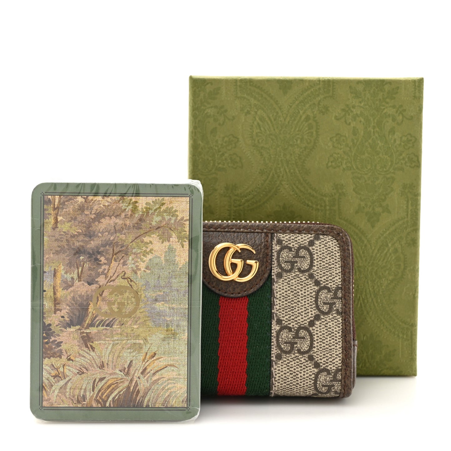 GG Supreme Monogram Web Ophidia Playing Card Case Beige New Acero