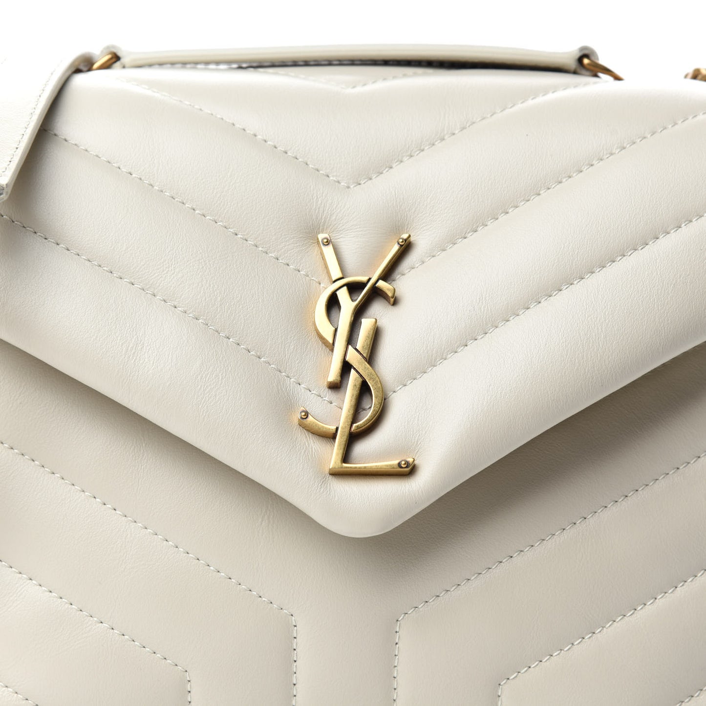 Calfskin Y Quilted Monogram Small Loulou Chain Satchel Crema Soft
