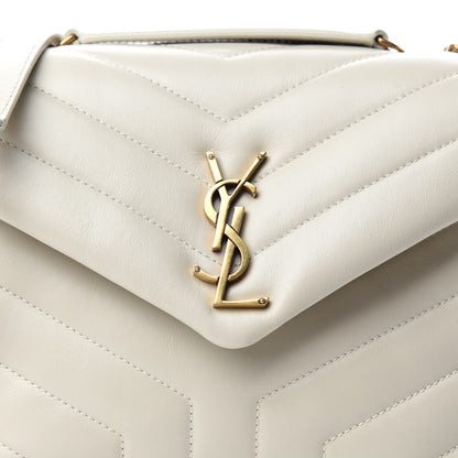Saint Laurent Calfskin Y Quilted Monogram Small Loulou Chain Satchel Crema Soft 12 of 12