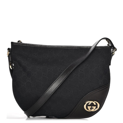 Gucci Monogram Medium New Britt Half Moon Hobo Black 1 of 8