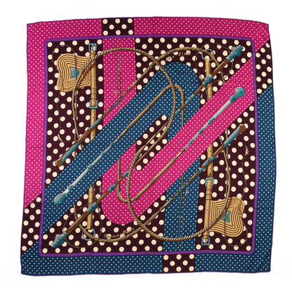 Hermes Cashmere Silk Clic Clac A Pois Shawl 140 Ardoise Aubergine Fuchsia 1 of 4