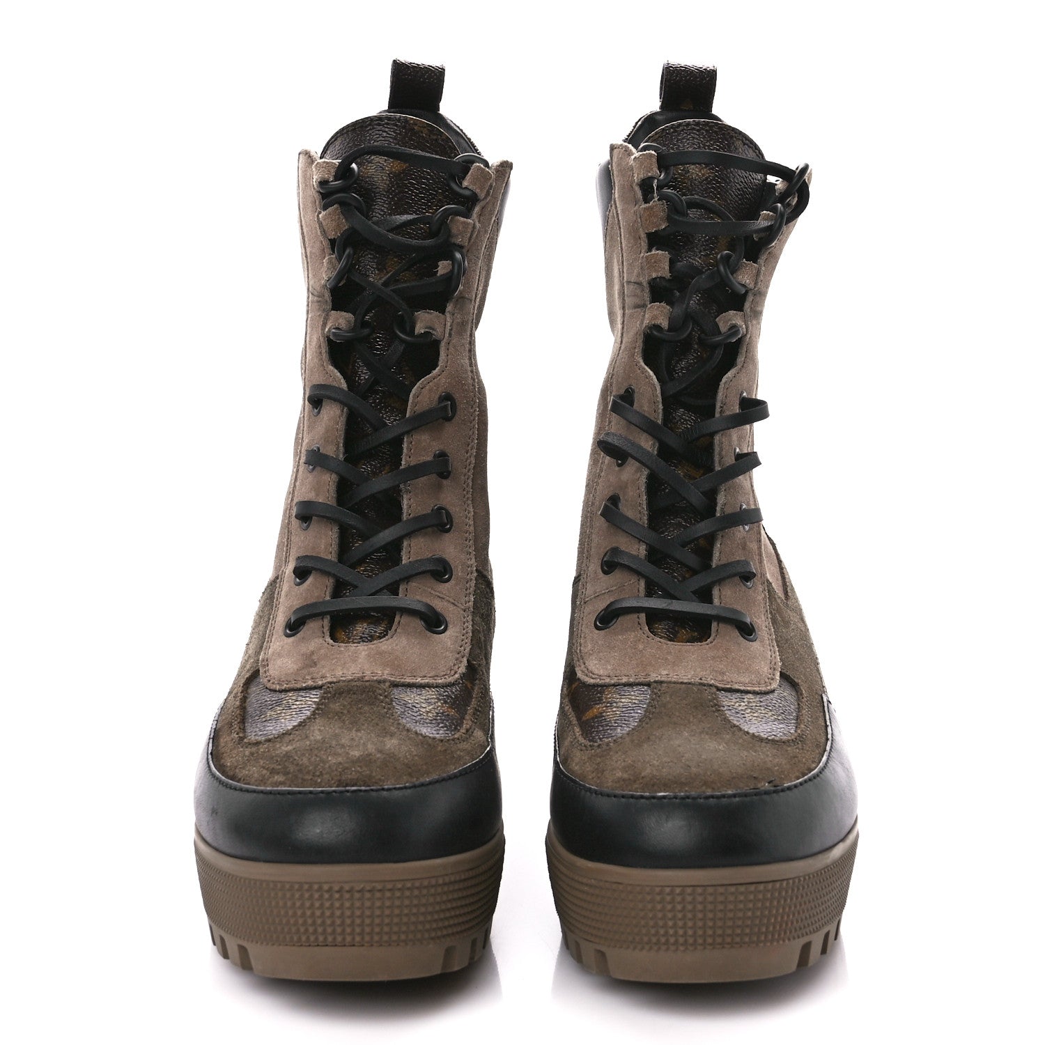 Louis Vuitton Suede Calfskin Monogram Laureate Platform Desert Boots 41 Taupe 2 of 9