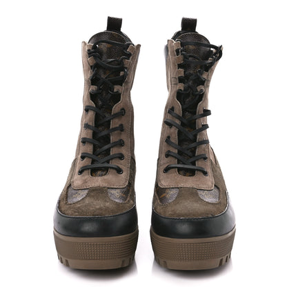 Louis Vuitton Suede Calfskin Monogram Laureate Platform Desert Boots 41 Taupe 2 of 9