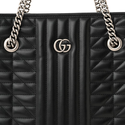 Gucci Calfskin Matelasse Aria Medium GG Marmont Shoulder Tote Black 10 of 11