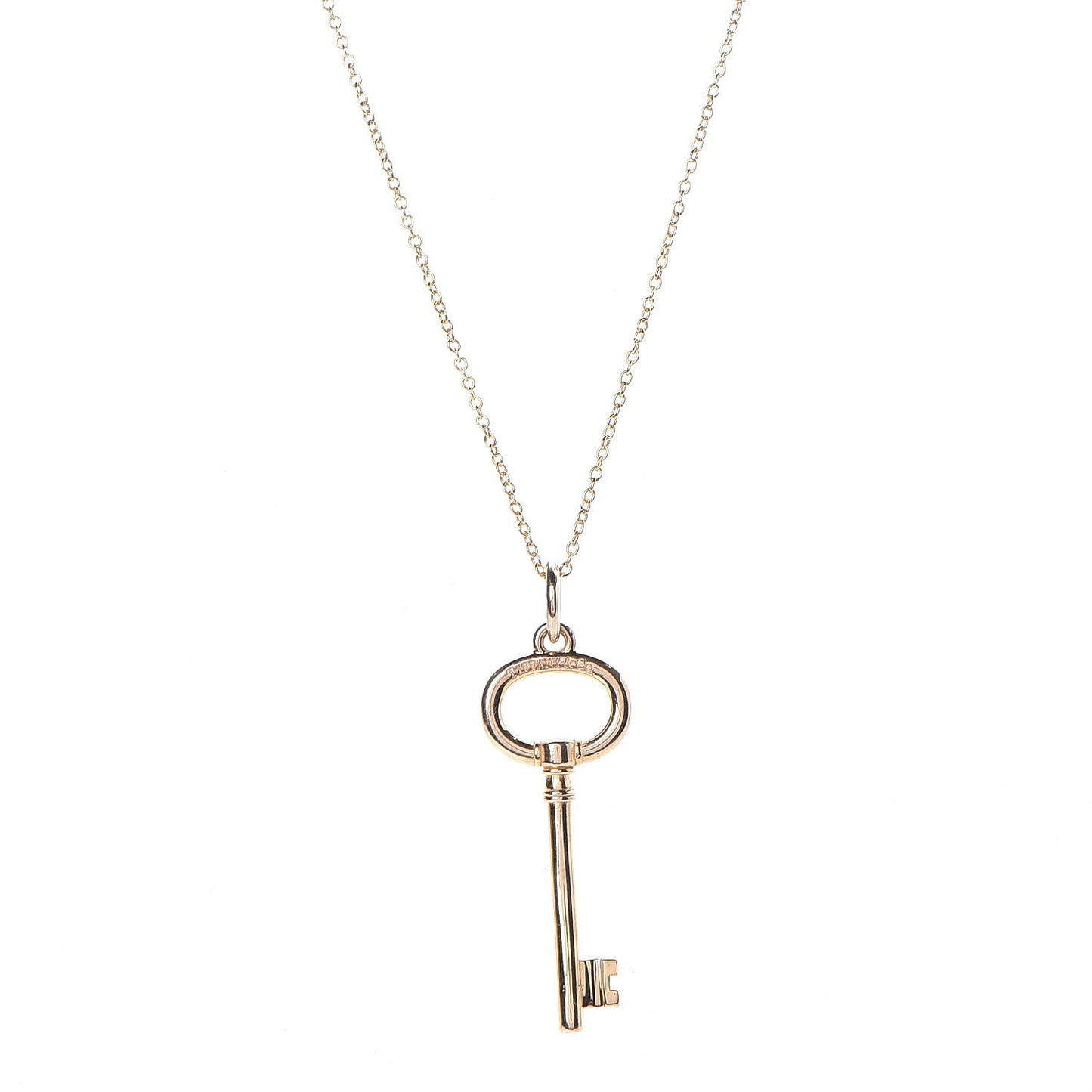 18K Rose Gold Small Oval Key Pendant Necklace