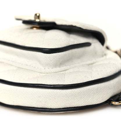 Chanel Canvas Calfskin Tennis Racket Clutch With Chain White Black 9 of 11