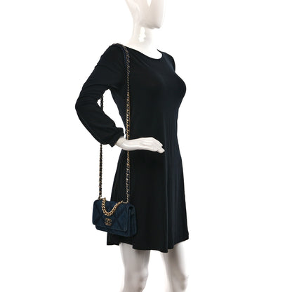 Chanel Denim Quilted Chanel 19 Wallet On Chain WOC Blue 3 of 11