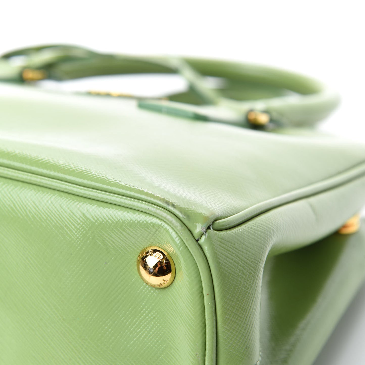 Saffiano Vernice Mini Galleria Double Zip Tote Green