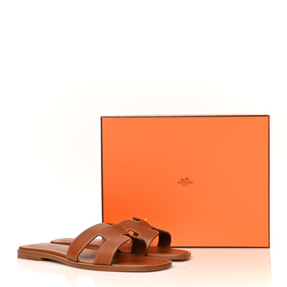 Hermes Box Calfskin Oran Sandals 38.5 Gold 9 of 9