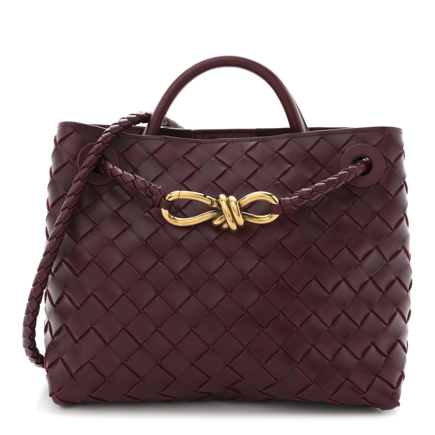 Nappa Intrecciato Small Andiamo Shoulder Bag Barolo
