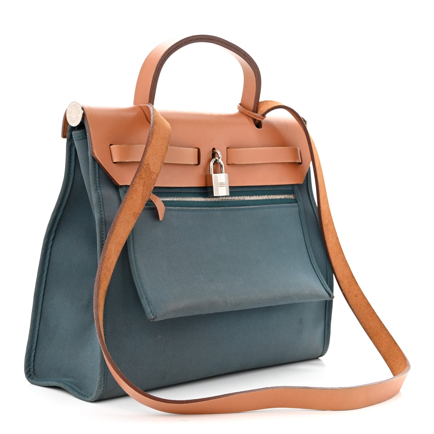 Hermes Vache Hunter Toile Herbag Zip 31 PM Azur Natural 4 of 16