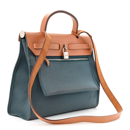 Hermes Vache Hunter Toile Herbag Zip 31 PM Azur Natural 4 of 16
