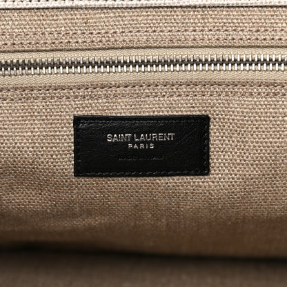 Saint Laurent Linen Calfskin Rive Gauche Tote Optic White 6 of 15