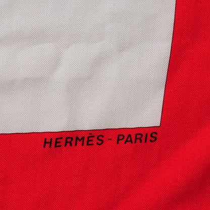 Hermes Cashmere Silk Cuirs Du Desert II Shawl 140 Rouge Blanc Loden 3 of 7