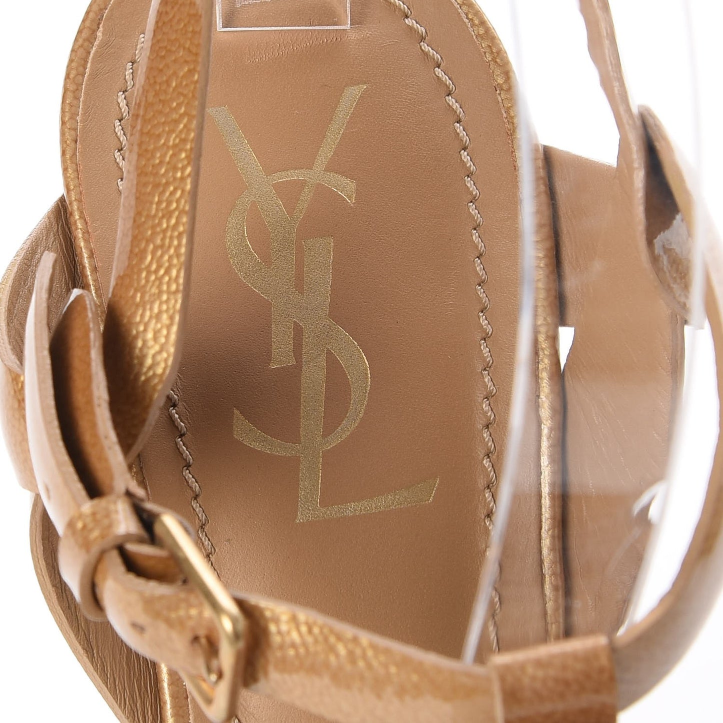 Pebbled Patent Tribute 105 Platform Sandals 41 Gold