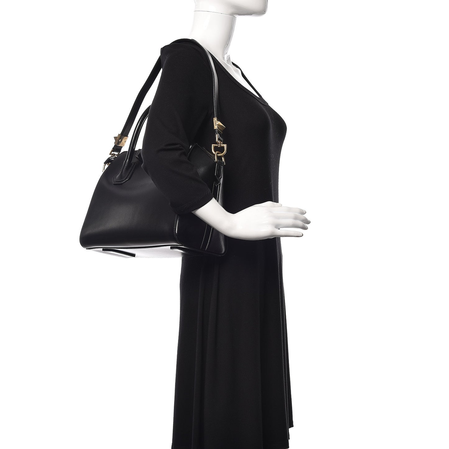 Shiny Lord Calfskin Small Antigona Black