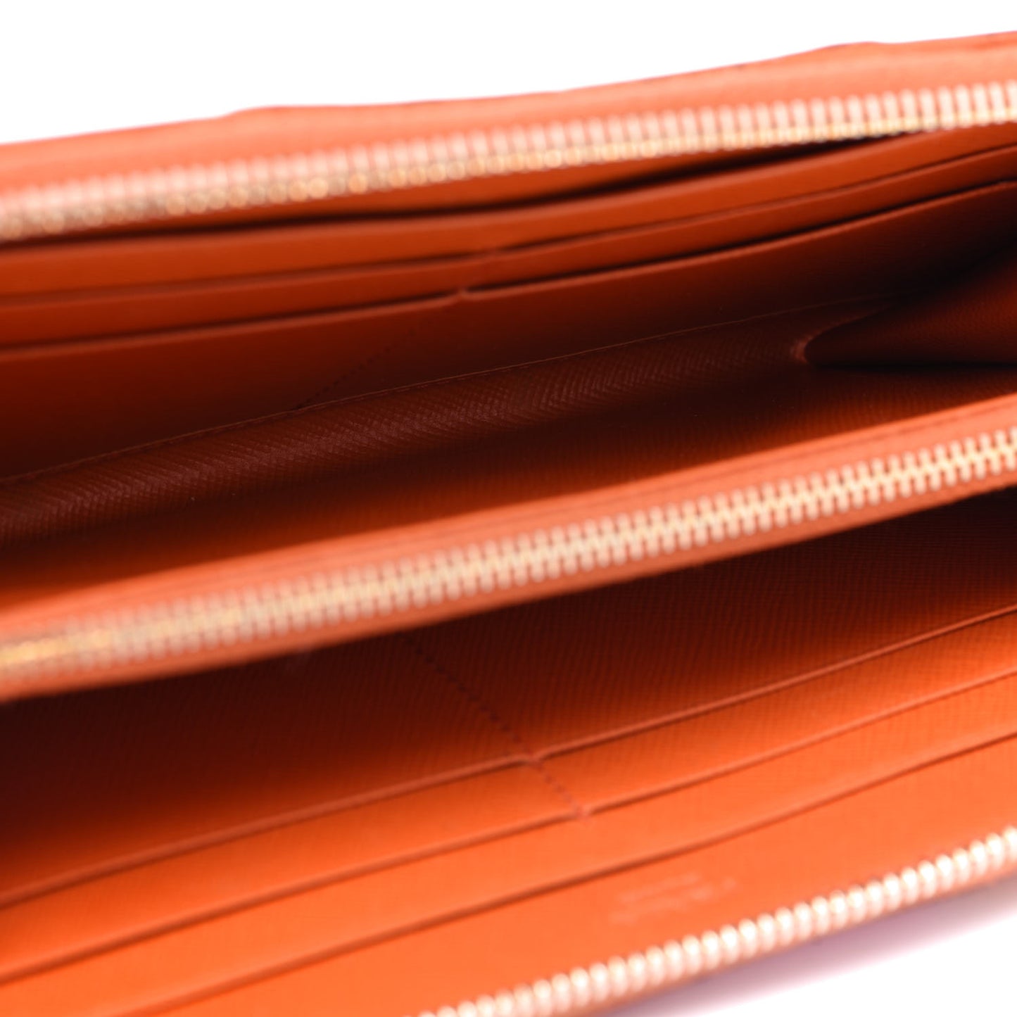Saffiano Perforated Striped Zip Around Wallet Papaya Caramel