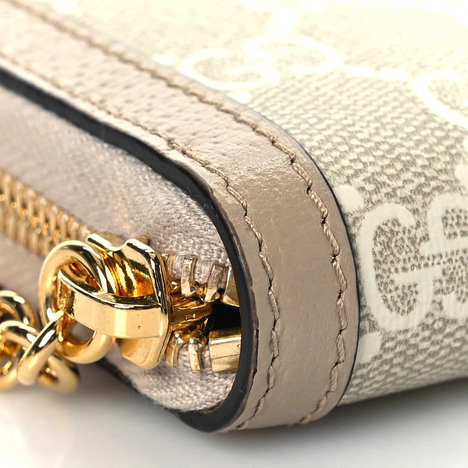 Gucci GG Supreme Monogram Textured Dollar Calfskin Web Ophidia Zip Around Wallet Beige Mystic White Oatmeal 8 of 10