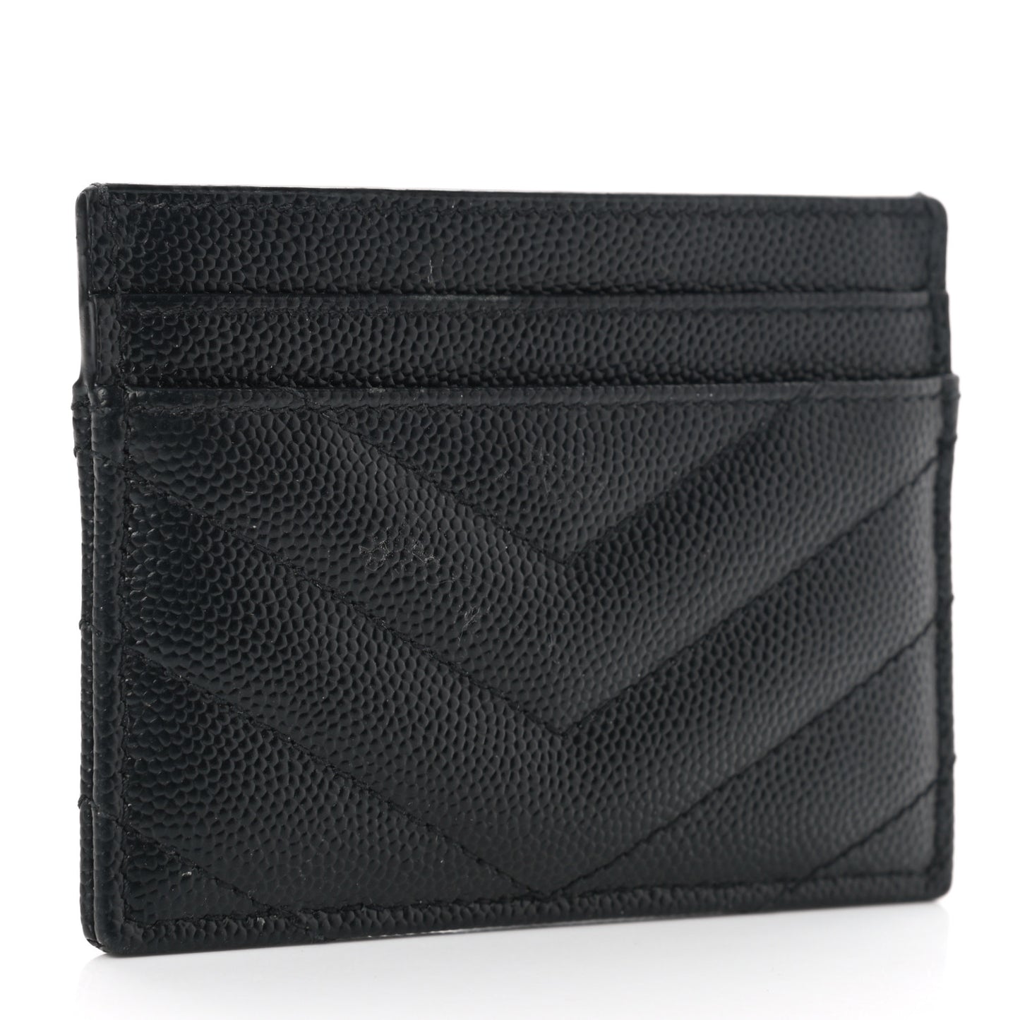 Grain De Poudre Matelasse Chevron Monogram Credit Card Case Black