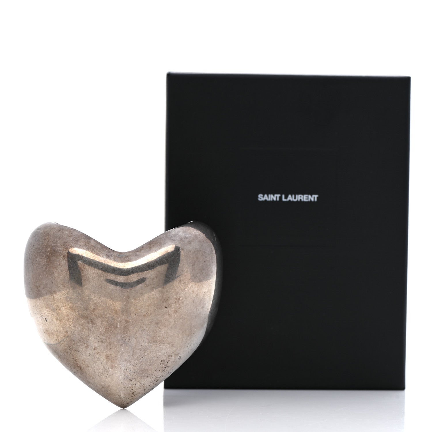 Saint Laurent Brass Heart Cuff Bracelet Palladium 5 of 5