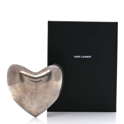 Saint Laurent Brass Heart Cuff Bracelet Palladium 5 of 5