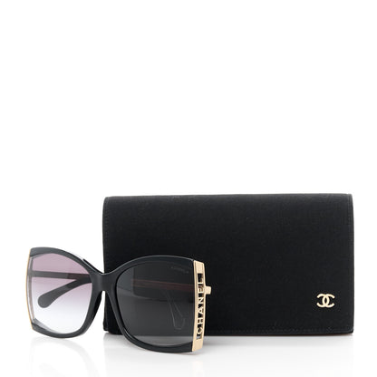 Chanel Acetate Metal Logo Square Sunglasses 71545A Black Gold 8 of 8