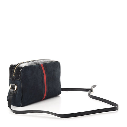 Gucci Suede Patent Web Small Ophidia Shoulder Bag Blue Black 2 of 9