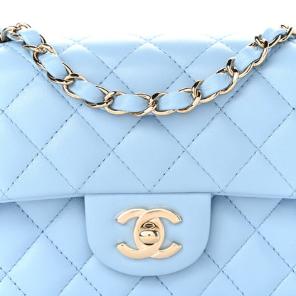 Chanel Lambskin Quilted Mini Rectangular Flap Light Blue 8 of 11