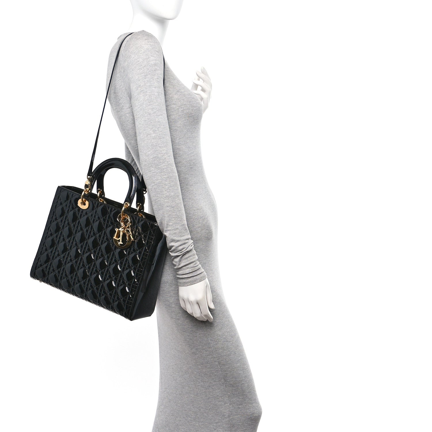 Christian Dior Patent Cannage Large Lady Dior Black 2 of 10