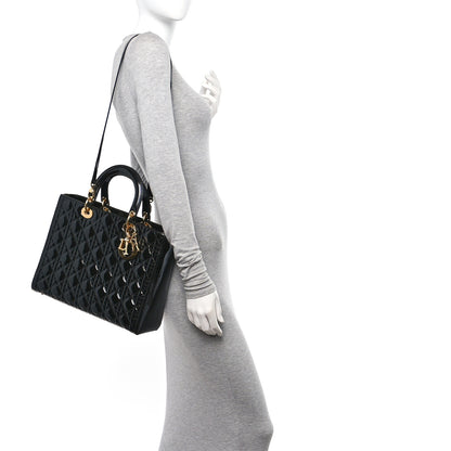 Christian Dior Patent Cannage Large Lady Dior Black 2 of 10