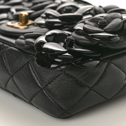 Chanel Lambskin Patent Mini Camellia Flap Black 10 of 10