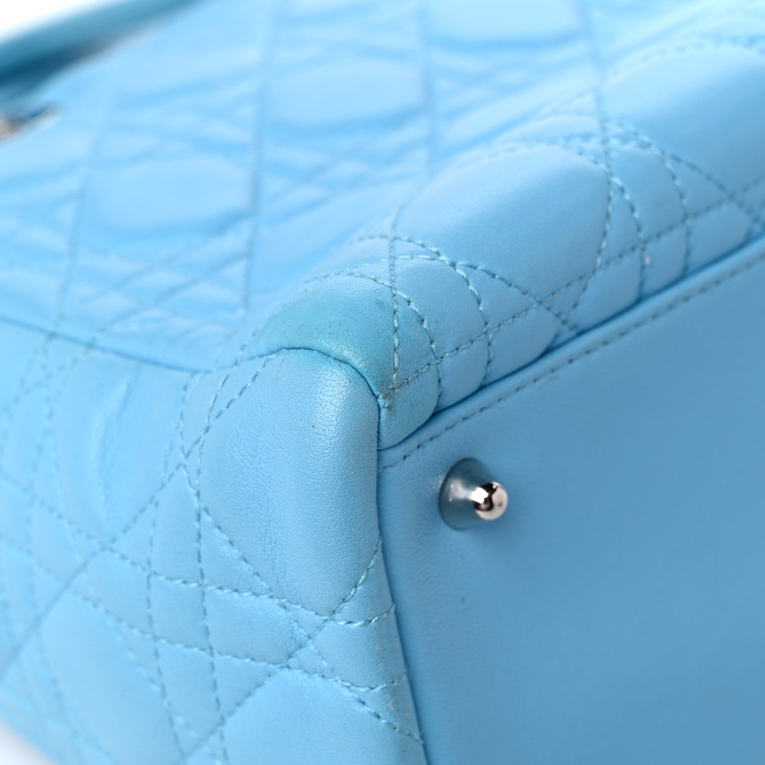 Christian Dior Lambskin Cannage Medium Lady Dior Light Blue 10 of 18