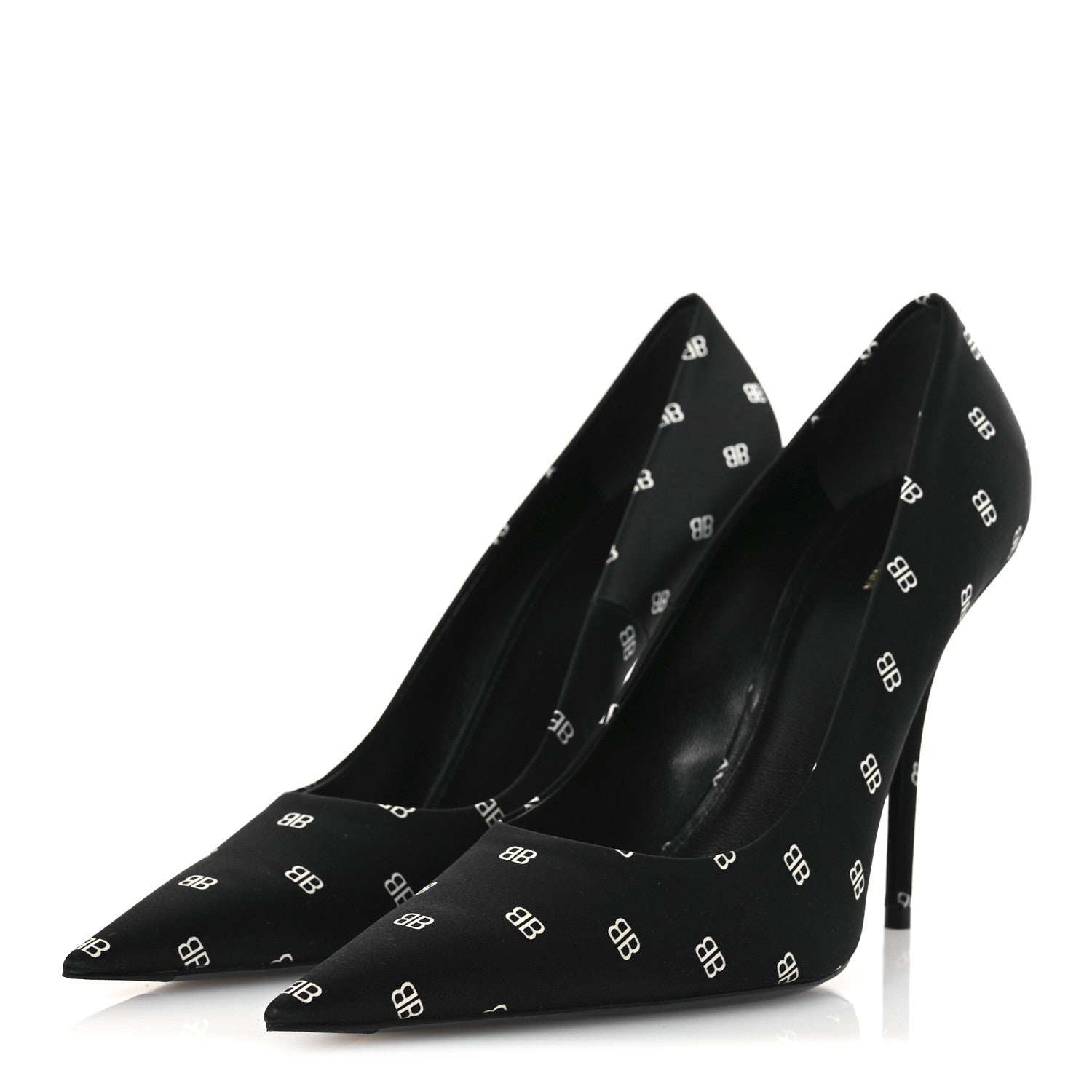 Balenciaga Crepe Satin BB Allover Logo Knife 100mm Pumps 39.5 Black 4 of 11