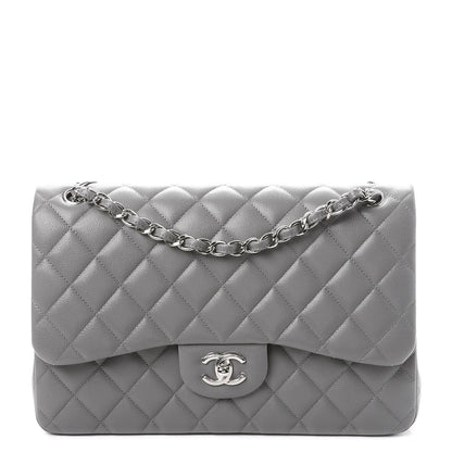 Chanel Caviar Quilted Jumbo Double Flap Grey 1 of 9