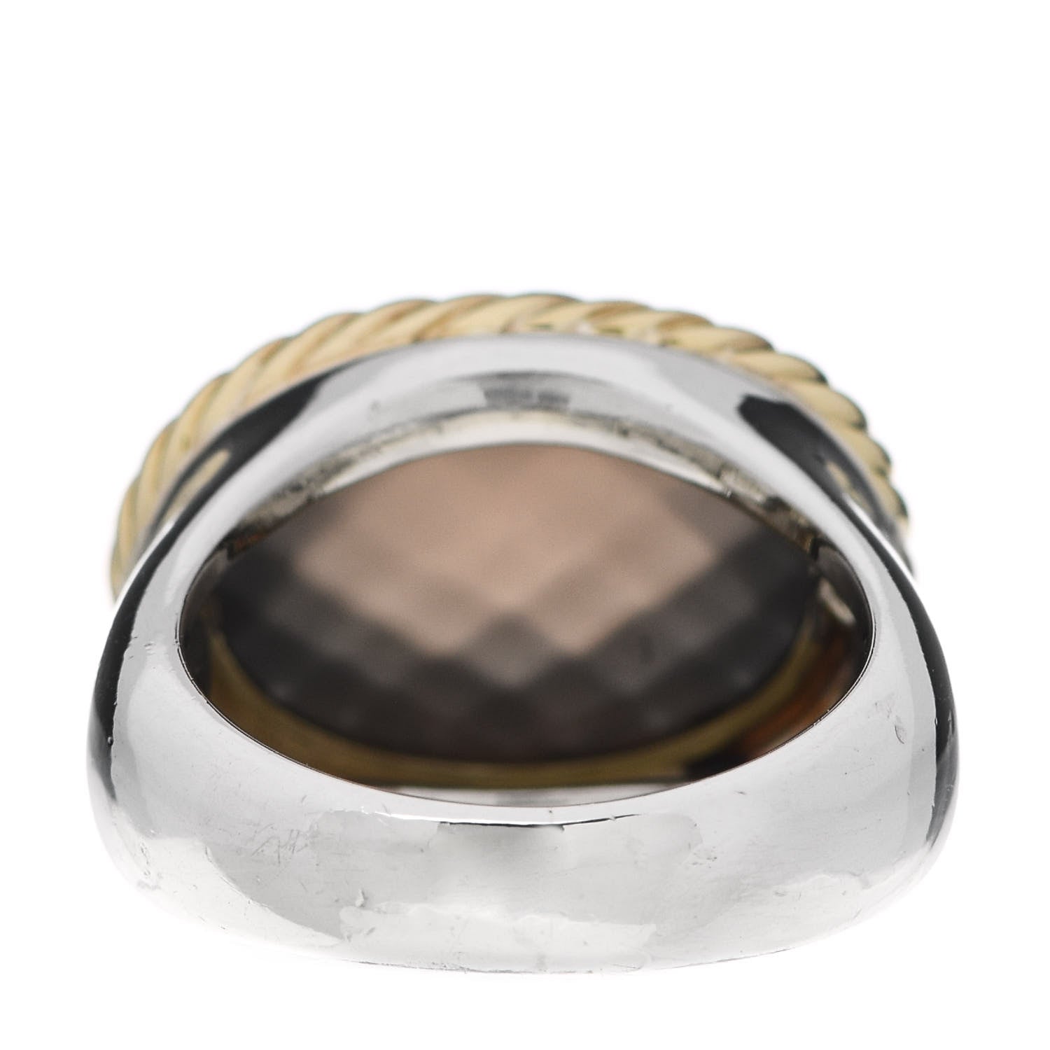 David Yurman Sterling Silver 18K Yellow Gold Smoky Quartz Cable Ring 54 6.75 4 of 6