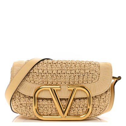 Valentino Garavani Raffia Braided Supervee Crossbody Bag Beige 1 of 14
