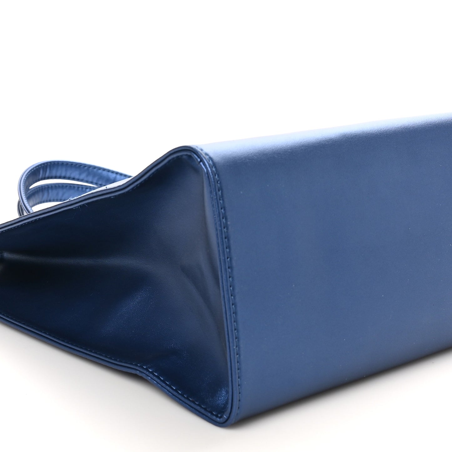 Metallic Vegan Leather Medium Shopping Bag Cobalt