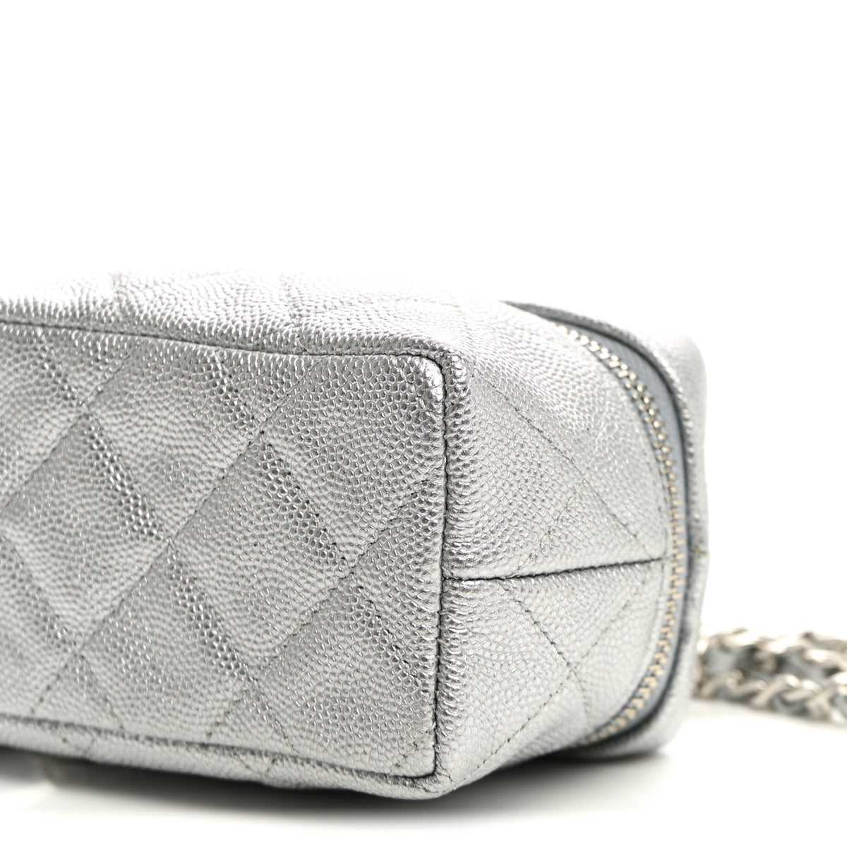 Chanel Metallic Caviar Quilted Mini Top Handle Vanity With Chain Silver 10 of 11