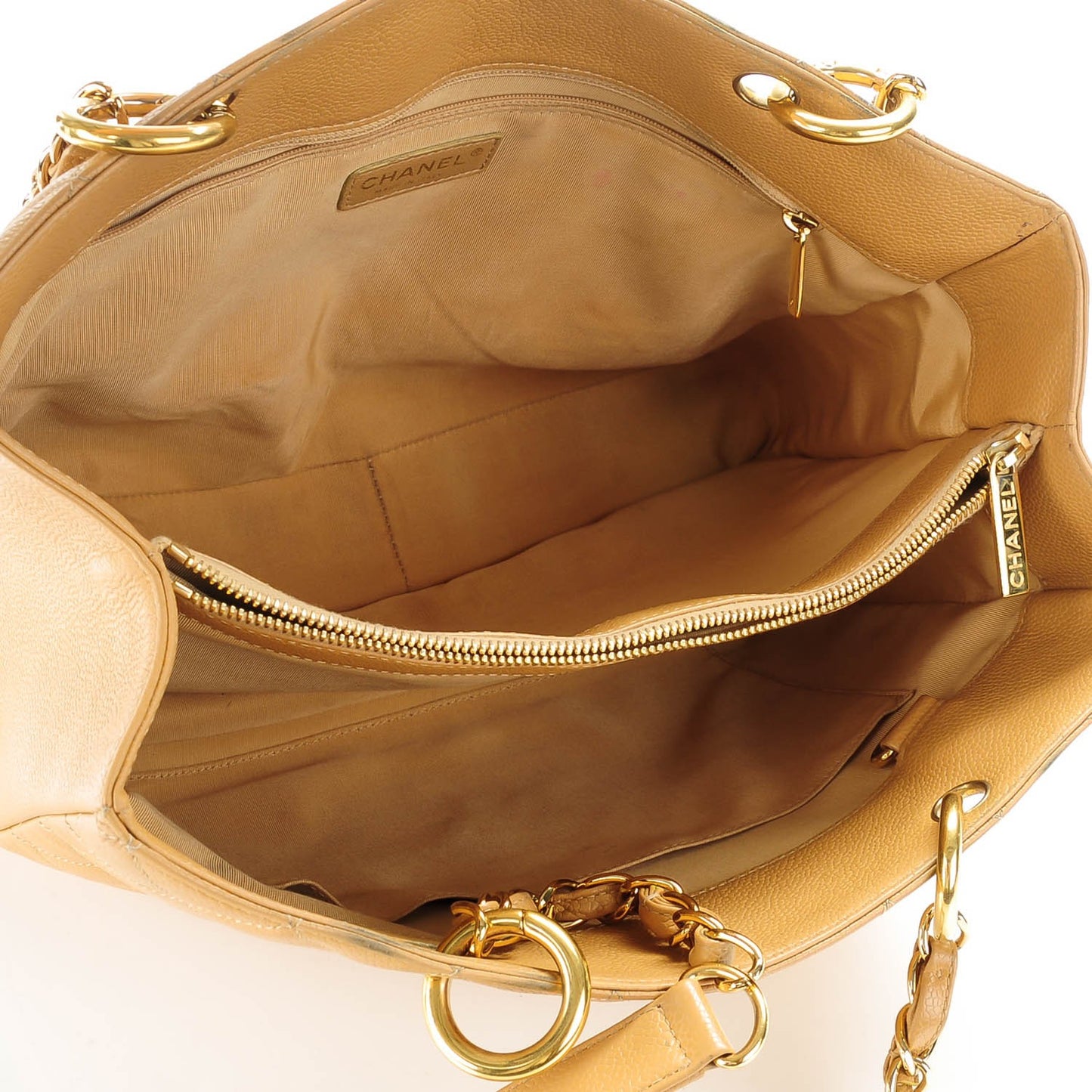 Caviar Quilted Grand Shopping Tote GST Beige