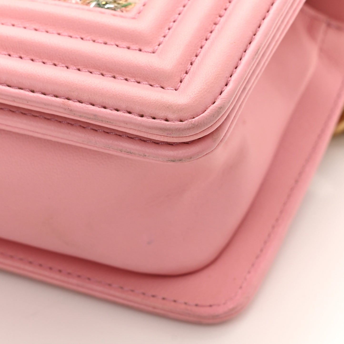 Lambskin Tweed Quilted Small Boy Flap Pink