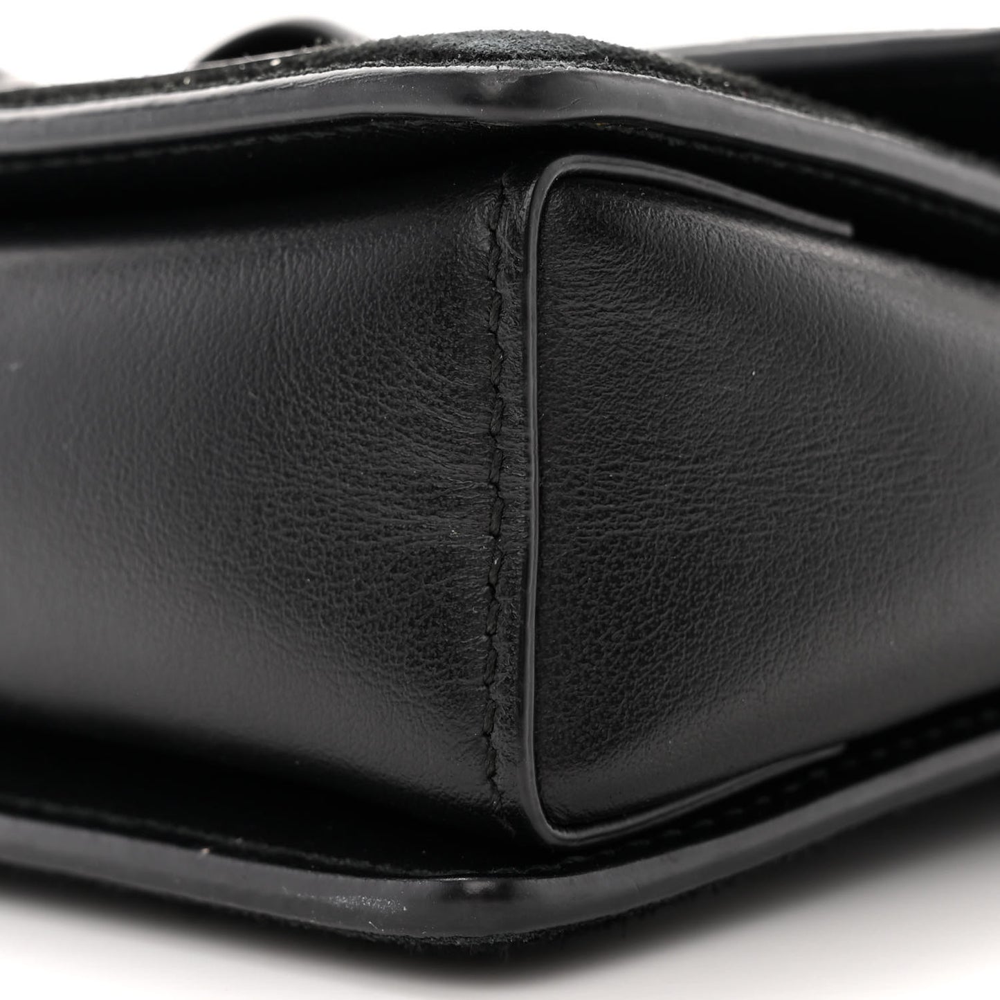 Calfskin Suede Vara Bow Chain Flap Crossbody Black