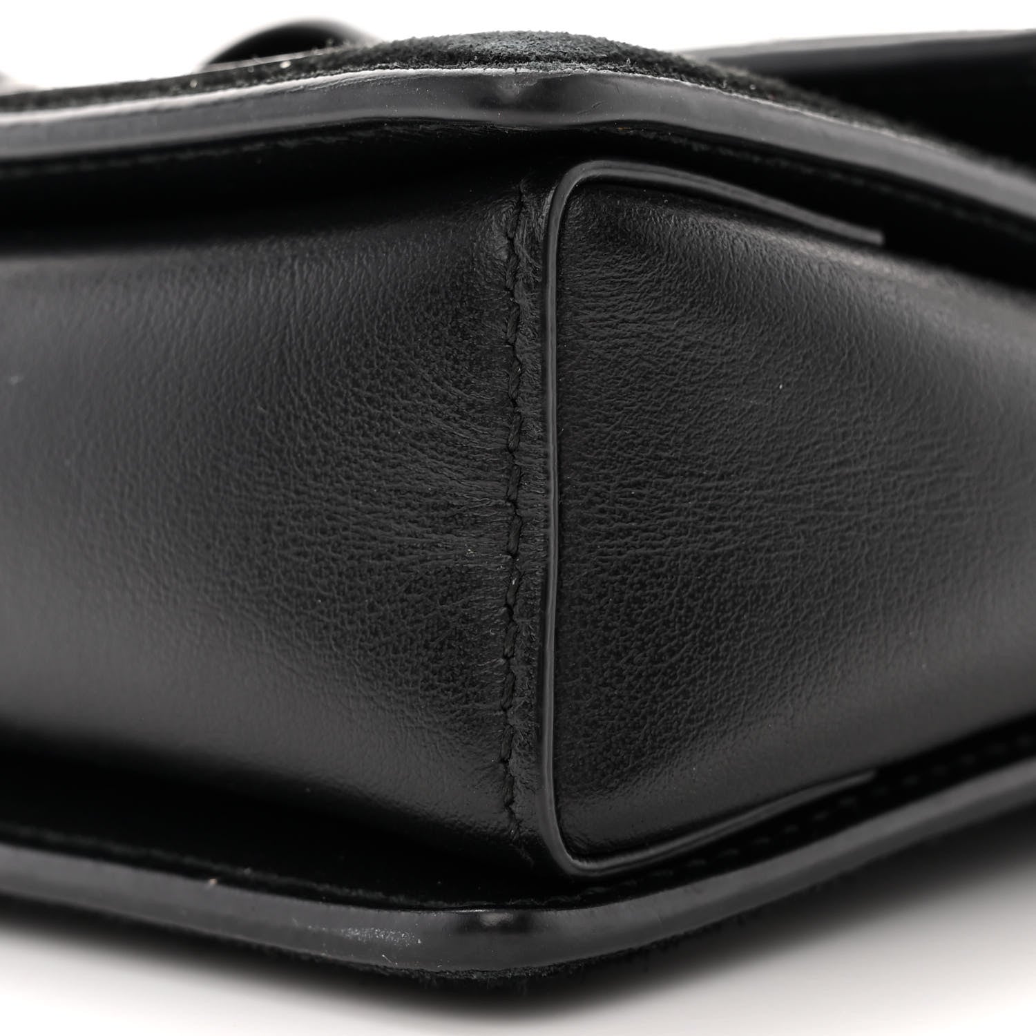 Salvatore Ferragamo Calfskin Suede Vara Bow Chain Flap Crossbody Black 10 of 15