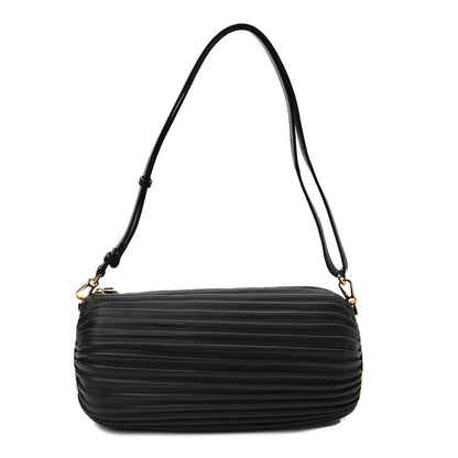 Loewe Lambskin Pleated Bracelet Pouch Shoulder Bag Black 1 of 8