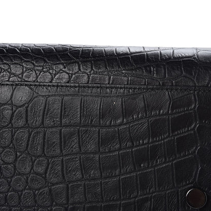 Saint Laurent Calfskin Crocodile Embossed Large Sac De Jour Carryall Black 8 of 8