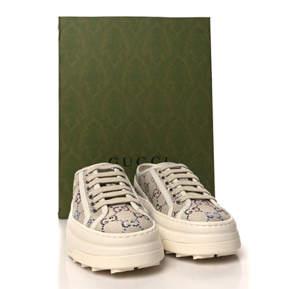 Gucci Canvas Lame Crystal GG Monogram Womens 1977 Tennis Platform 52mm Sneakers 36 Gardenia Silver Mystic White 7 of 7
