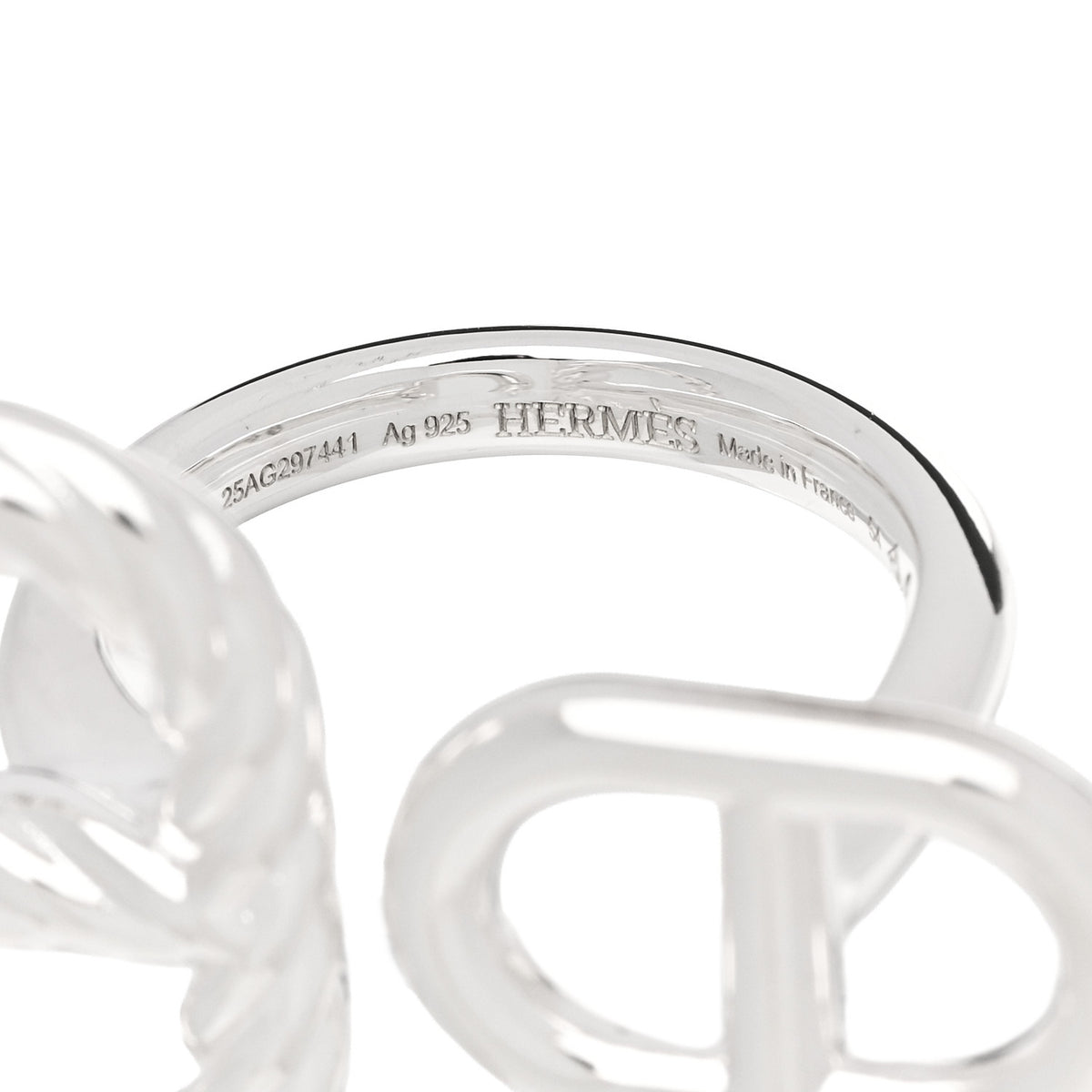Hermes Sterling Silver Chaine d'Ancre Alea II Twisted Ring  54 6.75 4 of 5