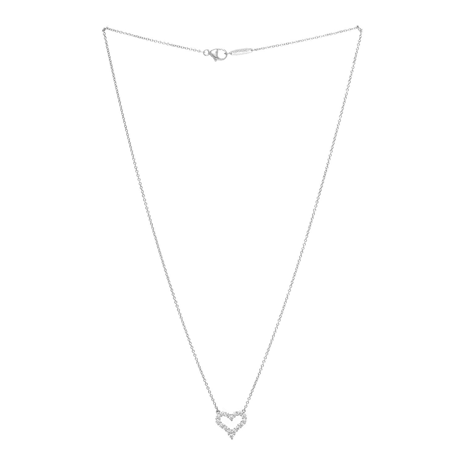 Tiffany Platinum Diamond Mini Heart Pendant Necklace 3 of 5