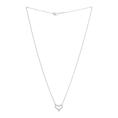 Tiffany Platinum Diamond Mini Heart Pendant Necklace 3 of 5