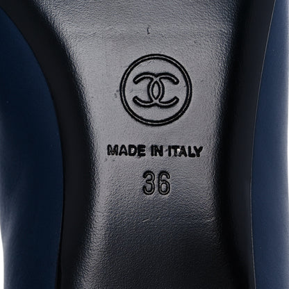 Chanel Crumpled Calfskin Cap Toe Ballerina Flats 36 Navy Black 6 of 9