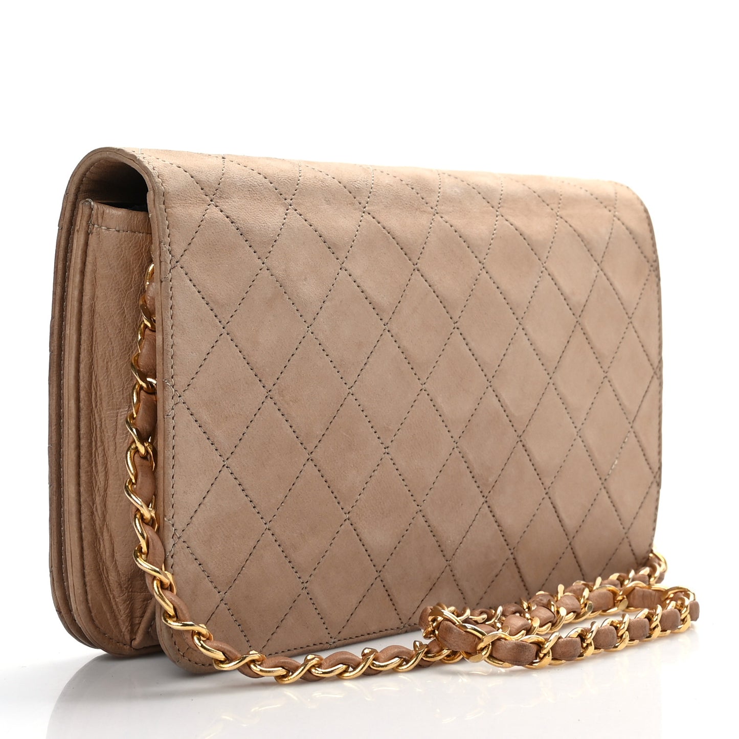 Lambskin Quilted Small Single Flap Beige
